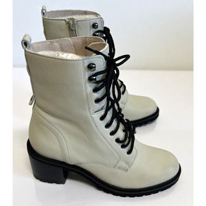 Seychelles Irresistible Combat Boot Off White Leather Size 8 NEW